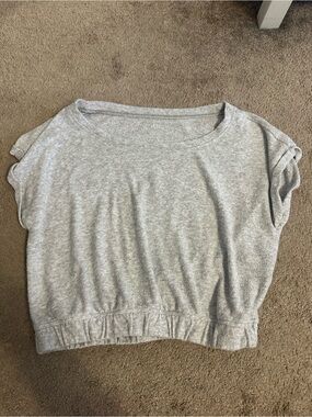 Gilly Hicks Light Gray Cropped Short Sleeve Pullover Top